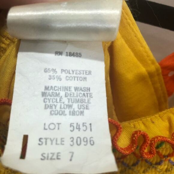 Vintage Jody T Yellow Midi Summer Dress Size 7 Cottagecore Boho - Picture 3 of 8